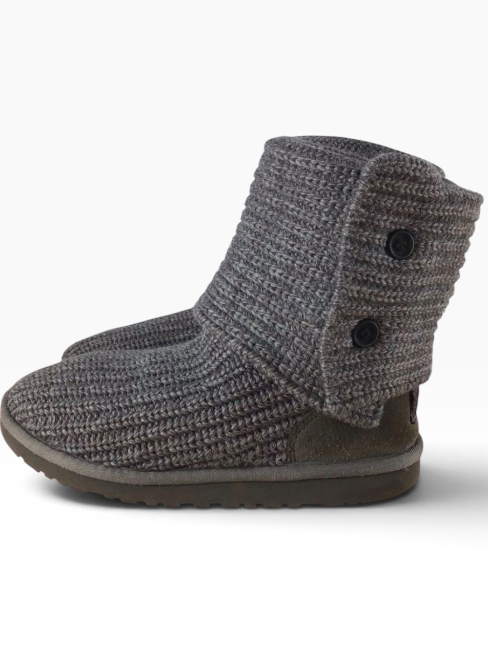 UGG EVA classic cordy Genuine leather sheep skin lining knit grey size 4